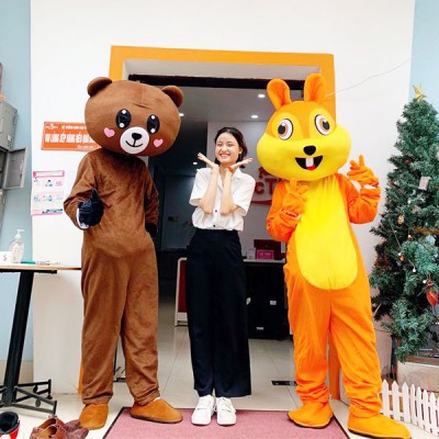 Cho thuê Mascot Đà Nẵng -  Mascot combo Gấu Nâu và Sóc cam